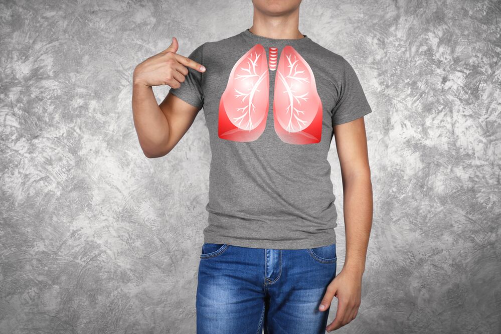 ilustración dos pulmóns dun home
